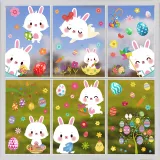 9PCS Easter Window Stickers Bunny Egg Gnomes Chicken Decals Static Clings