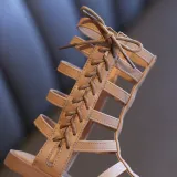 Kid Girl Gladiator Bowknot Strappy Zip Open-Toed Sandals Shoes