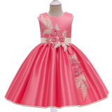 Toddler Girls Floral Embroidery Sleeveless Gowns Dress