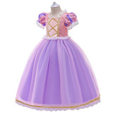Toddler Girls Lace Sequins Short Sleeves Princess Dress