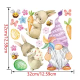 Easter Window Stickers Bunny Gnomes Egg Glass Door Decals Wall Static Clings Decoration