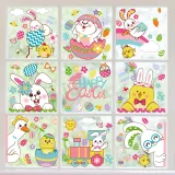 4PCS Easter Window Stickers Bunny Egg Glass Door Decals Static Clings Decoration