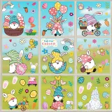 9PCS Easter Window Stickers Flower Gnomes Rabbit Egg Decals Static Clings
