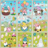 9PCS Easter Window Stickers Flower Gnomes Rabbit Egg Decals Static Clings