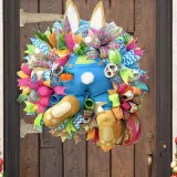 Easter Rabbit Front Door Wreath Thief Bunny Butt with Ears Garland Wall Decoration