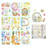 9PCS Easter Window Stickers Bunny Egg Gnomes Chicken Decals Static Clings