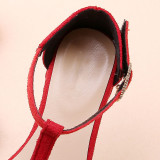 Kid Girl 3D Flower Open-Toed Velcro Heels Sandals Shoes