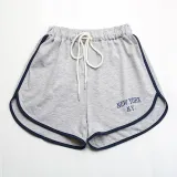 Women's Printed Wide Leg Pants Drawstring Sports Casual Shorts