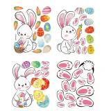 Easter Window Stickers Bunny Footprint Egg Glass Door Decals Fridge Clings Decoration