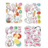 Easter Window Stickers Bunny Footprint Egg Glass Door Decals Fridge Clings Decoration