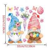 Easter Window Stickers Bunny Gnomes Egg Glass Door Decals Wall Static Clings Decoration