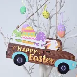 Happy Easter Lighted Door Decorations Cute Wall Hanger Rabbit Car Egg Wreath