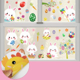 9PCS Easter Window Stickers Bunny Egg Flower Glass Door Decals Fridge Static Clings