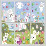 9PCS Easter Window Stickers Flower Gnomes Rabbit Egg Decals Static Clings