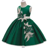 Toddler Girls Floral Embroidery Sleeveless Gowns Dress