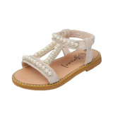 Kids Girl Pearl Diamond Open-Toed Soft Bottom Sandals Shoes