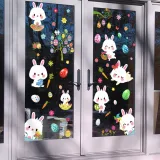 9PCS Easter Window Stickers Bunny Egg Flower Glass Door Decals Fridge Static Clings