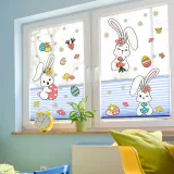 2PCS Easter Window Stickers Rabbit Egg Mushroom Flower Fridge Static Clings