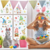 Easter Window Stickers Bunny Gnomes Egg Glass Door Decals Wall Static Clings Decoration