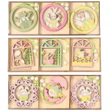 Easter Wooden Rabbit Egg Chick Ornament Tree Decorations Table Accessories