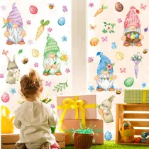 Easter Window Stickers Bunny Gnomes Egg Glass Door Decals Wall Static Clings Decoration