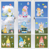 9PCS Easter Window Stickers Bunny Egg Gnomes Chicken Decals Static Clings