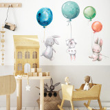 Easter Cartoon Bunny Balloon Colourful Wall Stickers Removable Decals