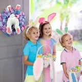 Easter Rabbit Front Door Wreath Thief Bunny Butt with Ears Garland Wall Decoration