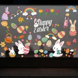 9PCS Easter Window Stickers Bunny Egg Rainbow Flower Decals Static Clings