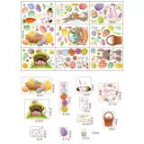 9PCS Easter Window Stickers Rabbit Gnomes Egg Flower Decals Static Clings