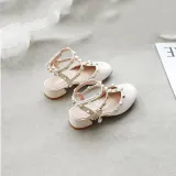 Kids Girl Rivet Bright Drill Gladiator High Heels Sandals Shoes