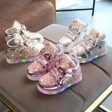 LED Light Kids Shoes Stars Bowknot Running Ligthweight Sport Sneakers Shoes
