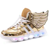 Toddler Kids LED Light Bright Leather Upper With Wings Sneakers Shoes