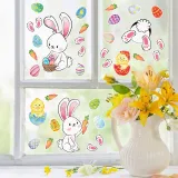 Easter Window Stickers Bunny Footprint Egg Glass Door Decals Fridge Clings Decoration