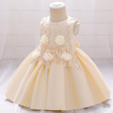 Toddler Girls Pearls Beaded Embroidery Gowns Dress