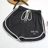 Women's Printed Wide Leg Pants Drawstring Sports Casual Shorts