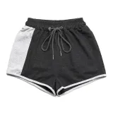 Women's Wide Leg Pants Contrast Color Drawstring Sports Casual Shorts