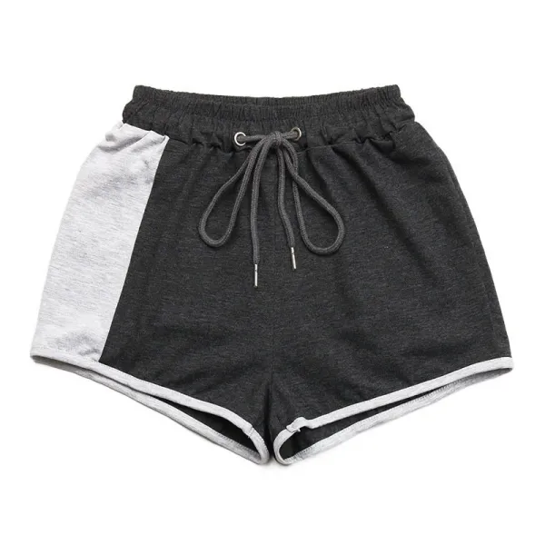 Women's Wide Leg Pants Contrast Color Drawstring Sports Casual Shorts