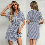 Women's Stripe Lapel Shirt Style Dress