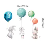 Easter Cartoon Bunny Balloon Colourful Wall Stickers Removable Decals