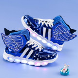 Toddler Kids LED Light Bright Leather Upper With Wings Sneakers Shoes