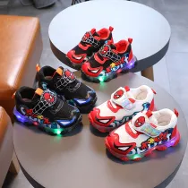 LED Light Kids Shoes Spider Mesh Breathable Sport Sneakers Shoes