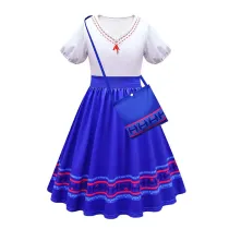 Toddler Girls Blue A-line Party Dress With Bag