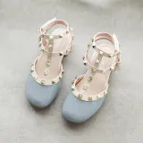 Kids Girl Rivet Bright Drill Gladiator High Heels Sandals Shoes