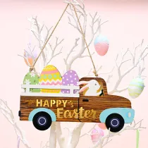 Happy Easter Lighted Door Decorations Cute Wall Hanger Rabbit Car Egg Wreath