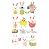 10PCS Easter Tattoos Stickers Temporary Egg Bunny Chick Carrot Tattoos for Kids