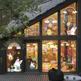 9PCS Easter Window Stickers Bunny Egg Rainbow Flower Decals Static Clings