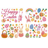 9PCS Easter Window Stickers Bunny Egg Rainbow Flower Decals Static Clings