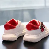 Toddler Kids White Strawberry Flat PU Leather Sports Sneakers Shoes