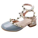 Kids Girl Rivet Bright Drill Gladiator High Heels Sandals Shoes